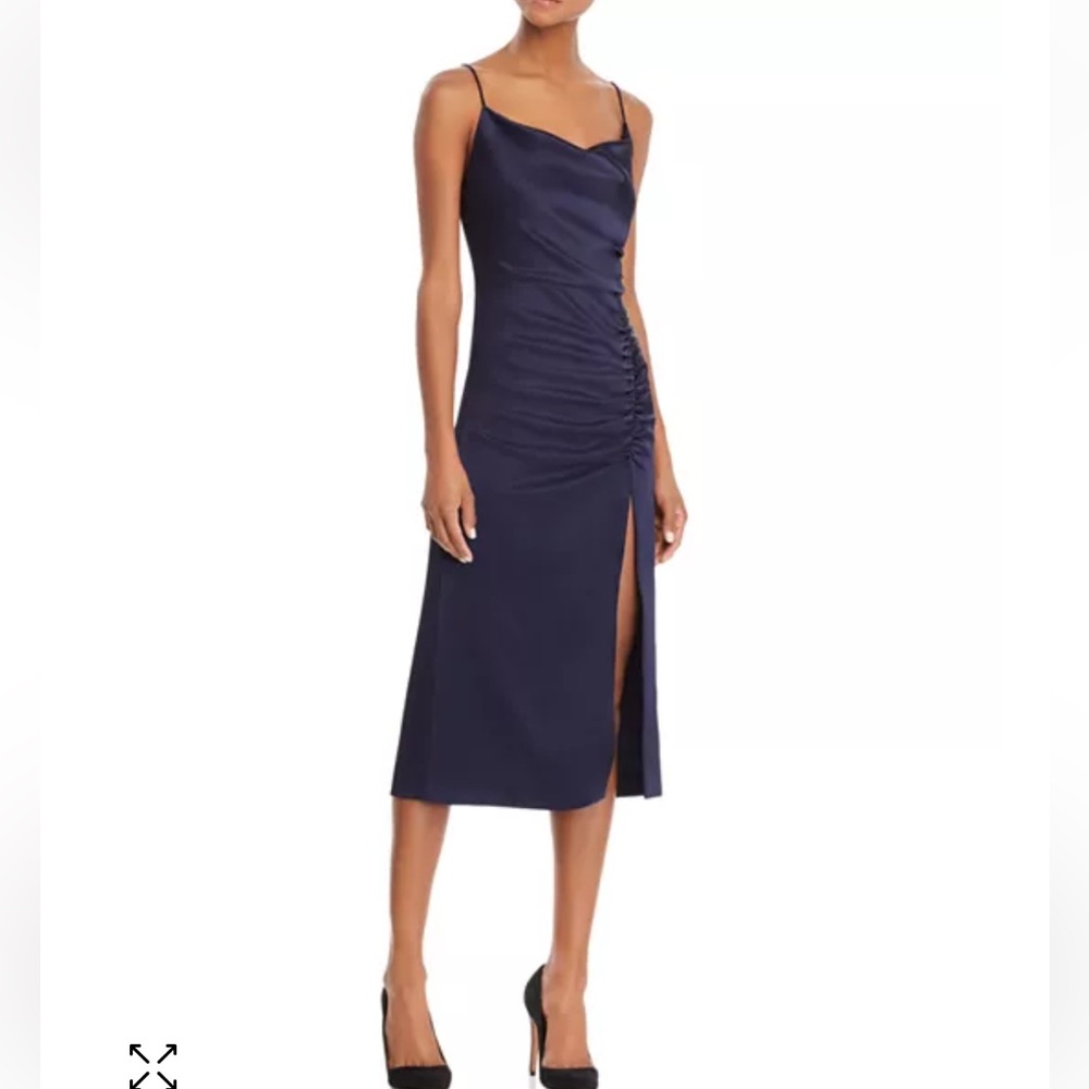Alice + Olivia Dion Ruched Slip Dress Black